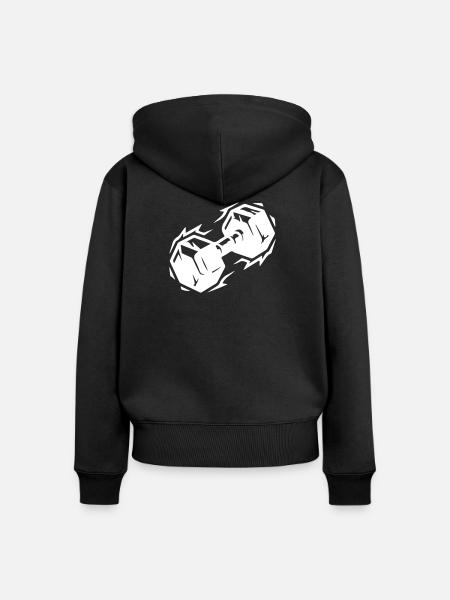 Hantel Symbol - Frauen Premium Bio Zip Hoodie - Schwarz
