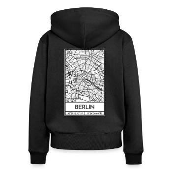 Berlin – City Stadtplan Map Karte (weiß) - Frauen Premium Bio Zip Hoodie - Schwarz - Hinten - Julia (174cm)