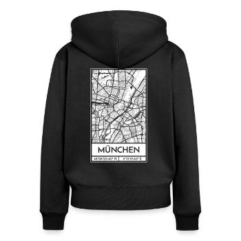 München – City Stadtplan Map Karte (weiß) - Frauen Premium Bio Zip Hoodie - Schwarz - Hinten - Julia (174cm)