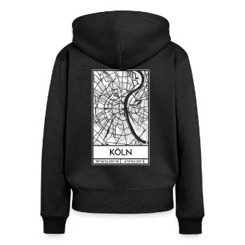 Köln – City Stadtplan Map Karte (weiß) - Frauen Premium Bio Zip Hoodie - Schwarz - Hinten - Julia (174cm)