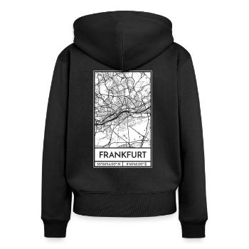 Frankfurt – City Stadtplan Map Karte (weiß) - Frauen Premium Bio Zip Hoodie - Schwarz - Hinten - Julia (174cm)