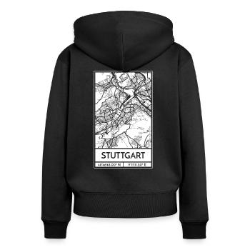 Stuttgart – City Stadtplan Map Karte (weiß) - Frauen Premium Bio Zip Hoodie - Schwarz - Hinten - Julia (174cm)