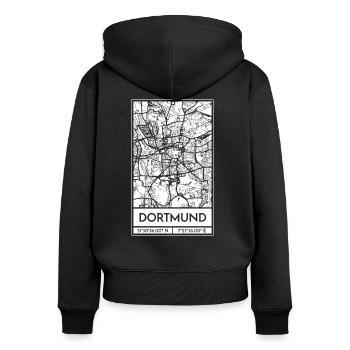 Dortmund – City Stadtplan Map Karte (weiß) - Frauen Premium Bio Zip Hoodie - Schwarz - Hinten - Julia (174cm)