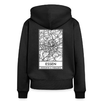 Essen – City Stadtplan Map Karte (weiß) - Frauen Premium Bio Zip Hoodie - Schwarz - Hinten - Julia (174cm)