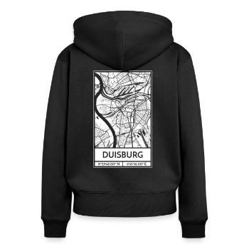 Duisburg – City Stadtplan Map Karte (weiß) - Frauen Premium Bio Zip Hoodie - Schwarz - Hinten - Julia (174cm)