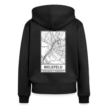 Bielefeld – City Stadtplan Map Karte (weiß) - Frauen Premium Bio Zip Hoodie - Schwarz - Hinten - Julia (174cm)