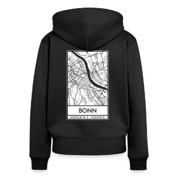 Bonn – City Stadtplan Map Karte (weiß) - Frauen Premium Bio Zip Hoodie - Schwarz - Hinten - Julia (174cm)