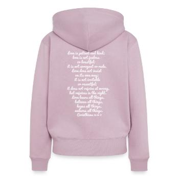 Korinther 13: 4-7 - Frauen Premium Bio Zip Hoodie - Altrosa - Hinten - Julia (174cm)