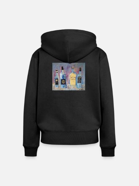 Expressive Weinflaschen vier Freunde - Frauen Premium Bio Zip Hoodie - Schwarz