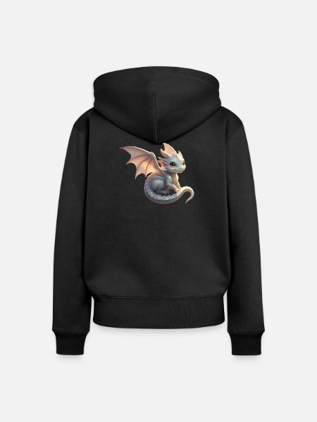 Kleiner süßer Drache - Frauen Premium Bio Zip Hoodie - Schwarz