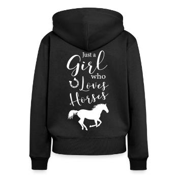 Cheval amour chevaux juste fille aime chevaux cavalier - Sweat à capuche zippé Premium bio Femme - noir - Dos - Julia (174cm)