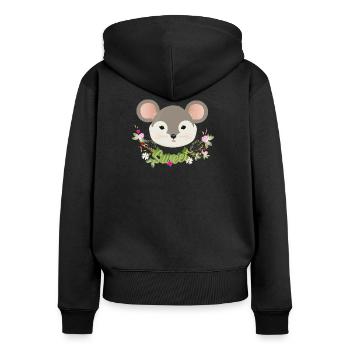 Zauberhafte süße Maus mit zartem Grün im Frühling - Frauen Premium Bio Zip Hoodie - Schwarz - Hinten - Julia (174cm)