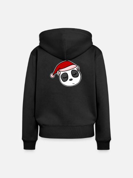 Panda Weihnachten Weihnachtlich Advent - Frauen Premium Bio Zip Hoodie - Schwarz