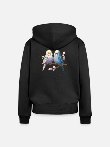 Wellensittiche - Frauen Premium Bio Zip Hoodie - Schwarz