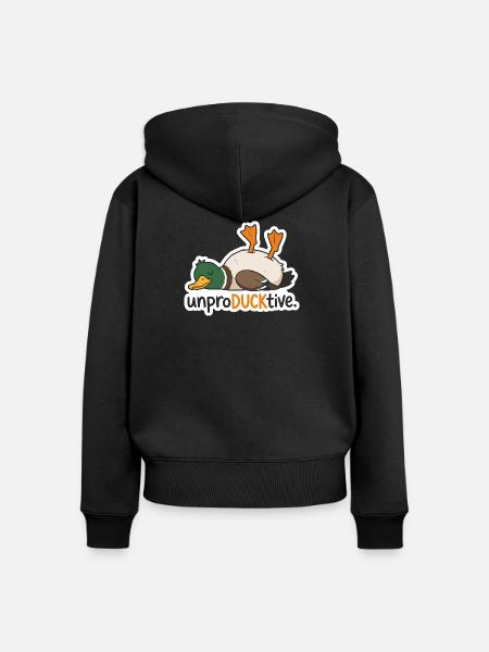 UnproDUCKtive Duck Illustration - Frauen Premium Bio Zip Hoodie - Schwarz