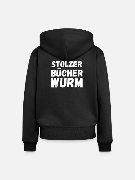 Stolzer Bücherwurm Spruch - Frauen Premium Bio Zip Hoodie - Schwarz