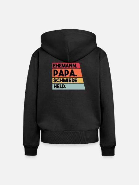 Ehemann Papa Schmiede Held - Frauen Premium Bio Zip Hoodie - Schwarz