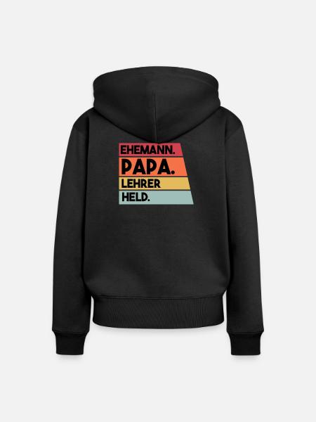 Ehemann Papa Lehrer Held - Frauen Premium Bio Zip Hoodie - Schwarz