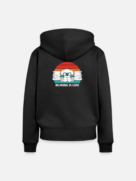 Lesen ist süß - Frauen Premium Bio Zip Hoodie - Schwarz