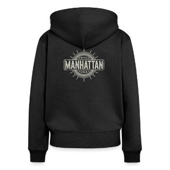 Manhattan - New York Souvenir Design - Frauen Premium Bio Zip Hoodie - Schwarz - Hinten - Julia (174cm)