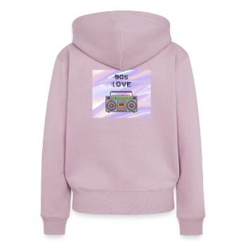 90s Liebe Boombox - Frauen Premium Bio Zip Hoodie - Altrosa - Hinten - Julia (174cm)