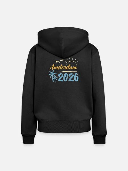 Amsterdam 2026 - Frauen Premium Bio Zip Hoodie - Schwarz
