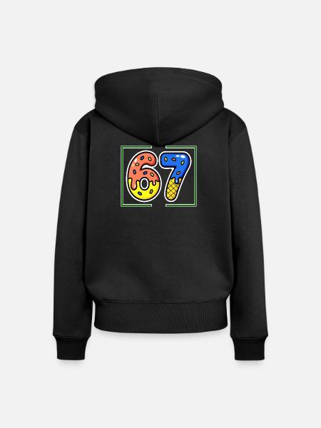 Siebenundsechzig, 67, 6, 7 - Frauen Premium Bio Zip Hoodie - Schwarz