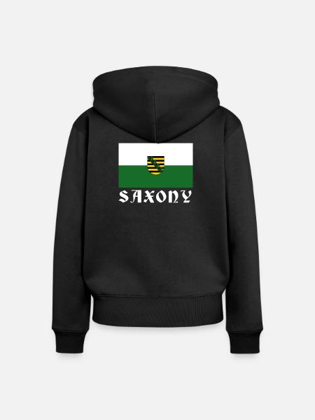 Flagge Sachsens mit Wappen - Frauen Premium Bio Zip Hoodie - Schwarz