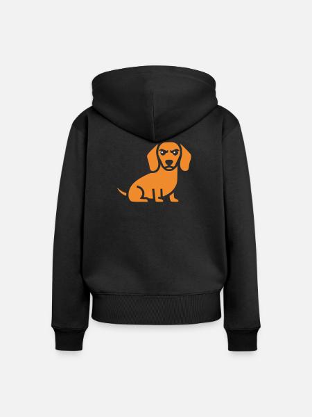 Dackel Hund Flat Design - Frauen Premium Bio Zip Hoodie - Schwarz
