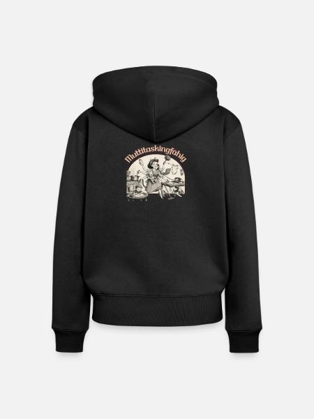 Multitasking? Nein. Muttitasking - Chaos? Läuft! - Frauen Premium Bio Zip Hoodie - Schwarz