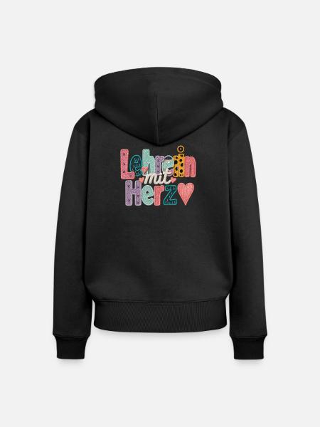 Lehrerin mit Herz! - Frauen Premium Bio Zip Hoodie - Schwarz