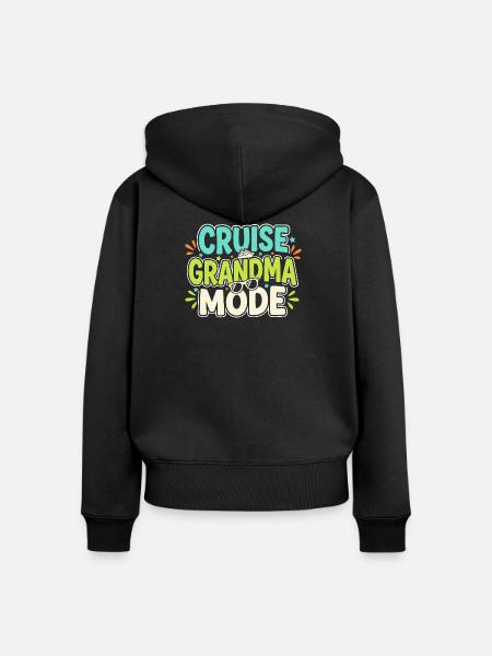 Kreuzfahrt-oma, Oma An Deck, - Frauen Premium Bio Zip Hoodie - Schwarz