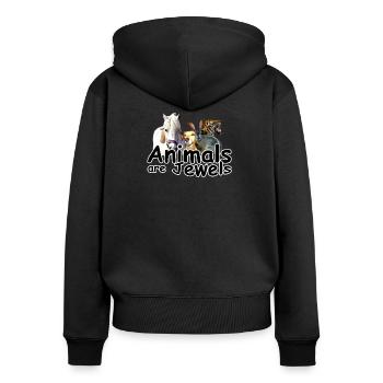 Animals Jewels Tiere Tier Tierschutz Geschenk - Frauen Premium Bio Zip Hoodie - Schwarz - Hinten - Julia (174cm)