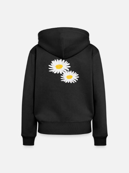 Blume Gänseblümchen - Frauen Premium Bio Zip Hoodie - Schwarz