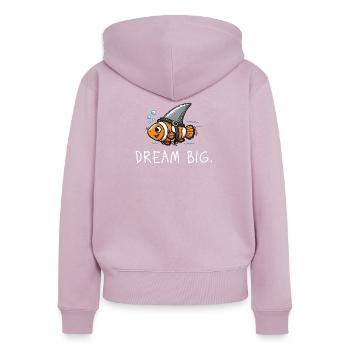 Dream Big – Clownfisch als Hai Illustration - Frauen Premium Bio Zip Hoodie - Altrosa - Hinten - Julia (174cm)