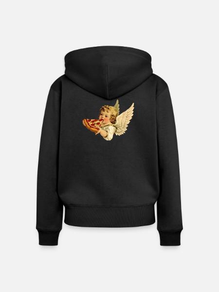 Pizza Cherub – Engelchen mit Pepperoni - Frauen Premium Bio Zip Hoodie - Schwarz