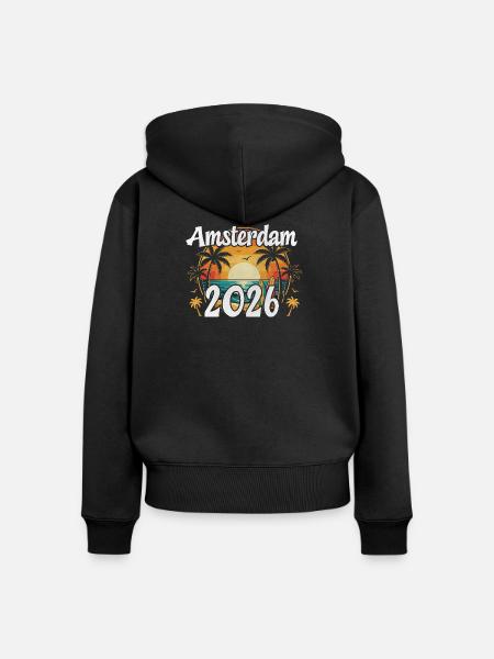 Amsterdam 2026 - Frauen Premium Bio Zip Hoodie - Schwarz
