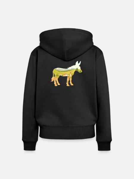 Esel Dorf Landwirt - Frauen Premium Bio Zip Hoodie - Schwarz