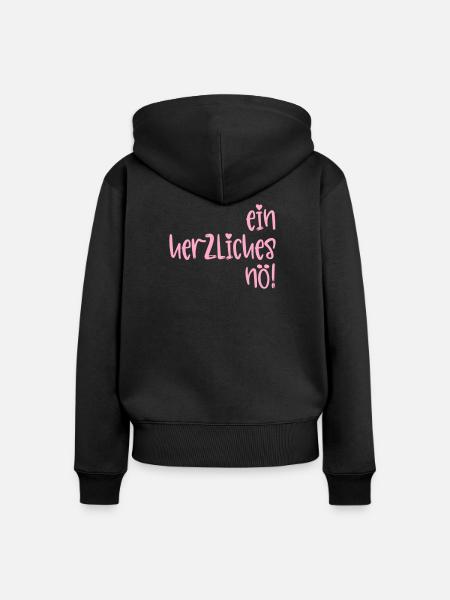Absage - Herzliches Nö - Frauen Premium Bio Zip Hoodie - Schwarz