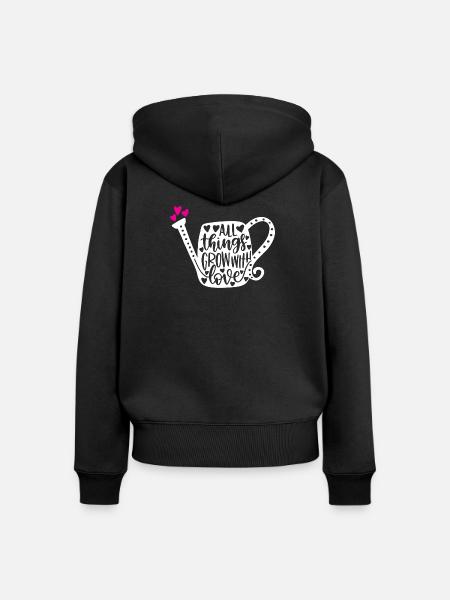 Alle Dinge wachsen mit Liebe - Frauen Premium Bio Zip Hoodie - Schwarz