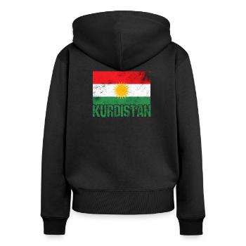 Kurdisches Friedenssymbol mit Kurdistan Kurden  - Frauen Premium Bio Zip Hoodie - Schwarz - Hinten - Julia (174cm)