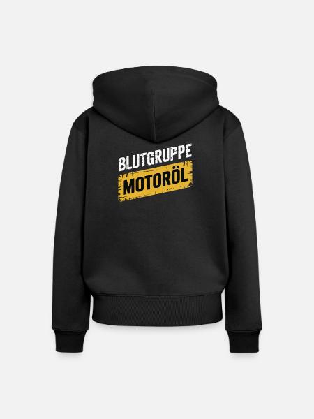 Blutgruppe Motoröl Schrauber Design - Frauen Premium Bio Zip Hoodie - Schwarz
