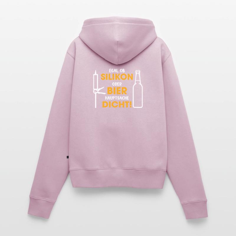 Silikon oder Bier – Hauptsache dicht Frauen Premium Bio Zip Hoodie