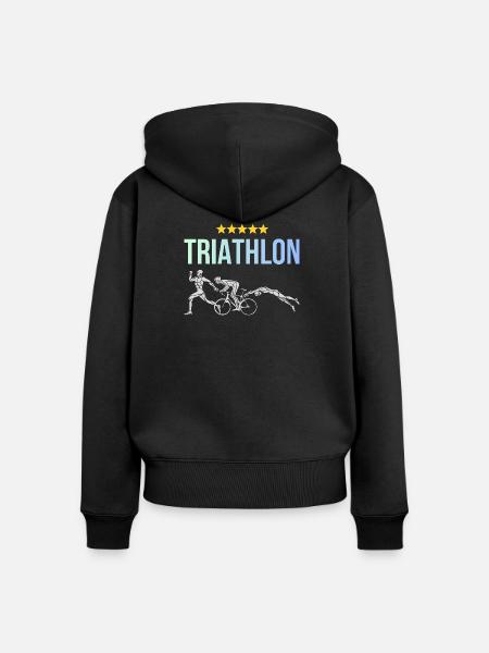 Triathlon - Frauen Premium Bio Zip Hoodie - Schwarz