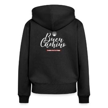 Buen Camino Jakobsweg Camino de Santiago - Frauen Premium Bio Zip Hoodie - Schwarz - Hinten - Julia (174cm)