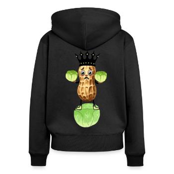 Chou d’arachide Chou royal végétal Drôle - Sweat à capuche zippé Premium bio Femme - noir - Dos - Julia (174cm)
