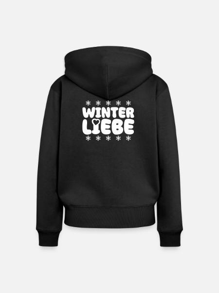 Winter Liebe Herz - Frauen Premium Bio Zip Hoodie - Schwarz