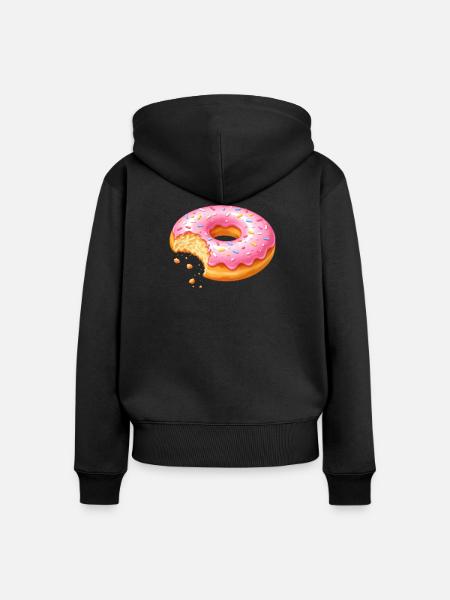Donut mit Biss – Süßes Dessert Design   - Frauen Premium Bio Zip Hoodie - Schwarz