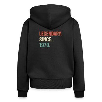 legendary since 1970 - Women's Premium Organic Zip Hoodie - black - Back - Julia (174cm)