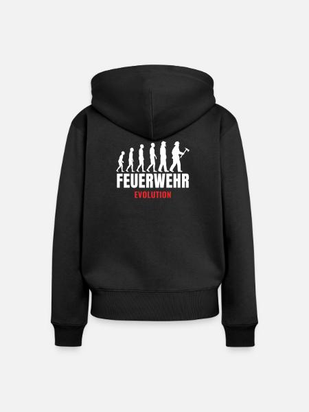Feuerwehr Evolution Feuerwehrmann lustiger Spruch - Frauen Premium Bio Zip Hoodie - Schwarz